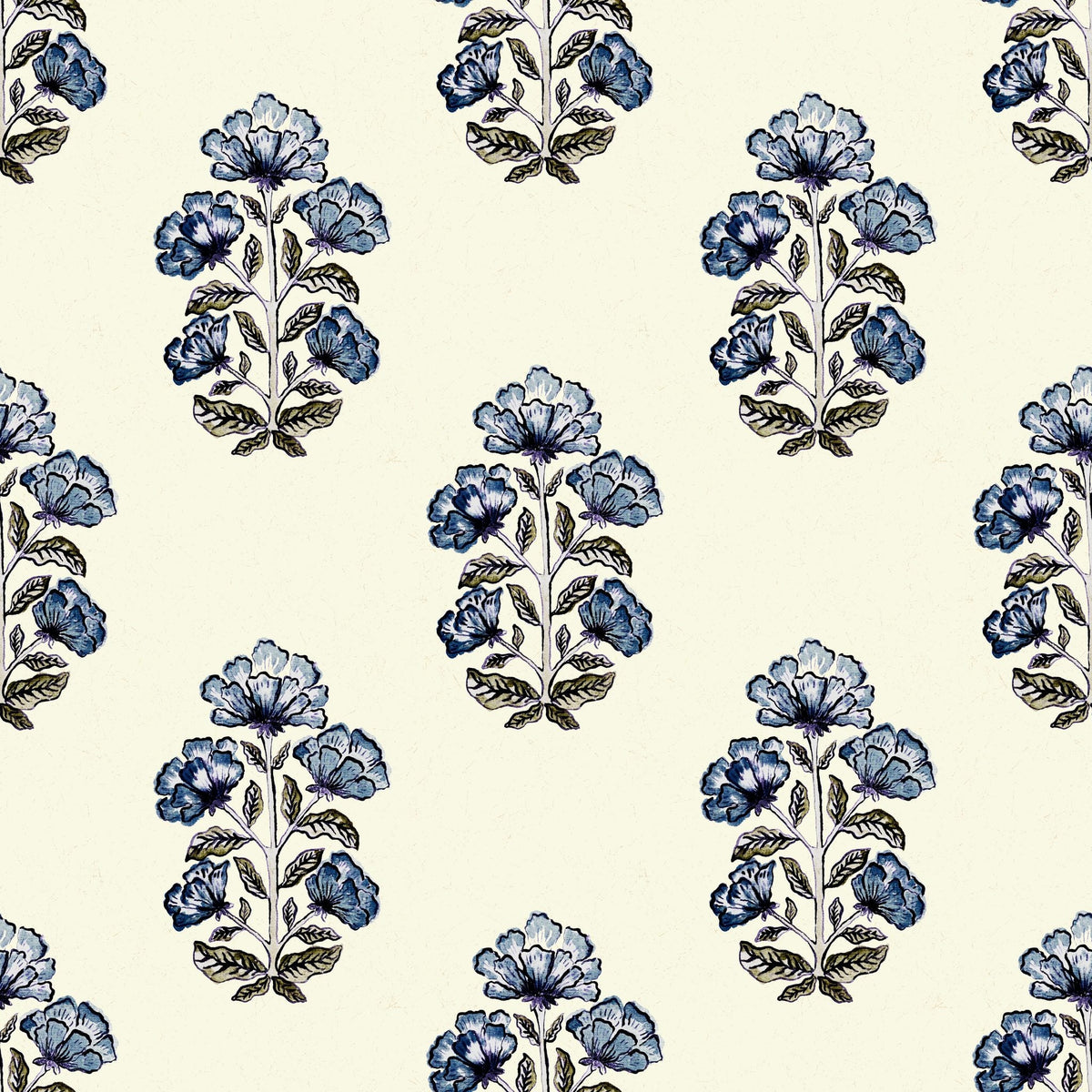 Traditional Blockprint Poppy by Nordic Duck, quilting fabric