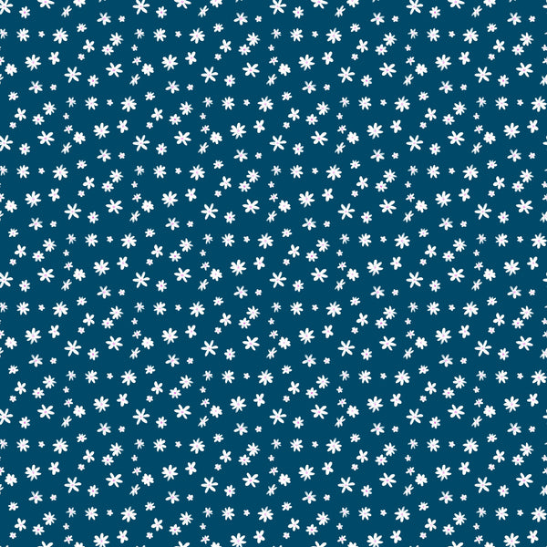 Ditsy White Flowers — Deep blue