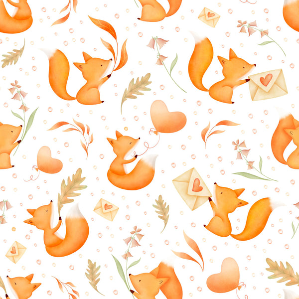 Cute watercolor baby foxes playtime for boy nursery on white — white