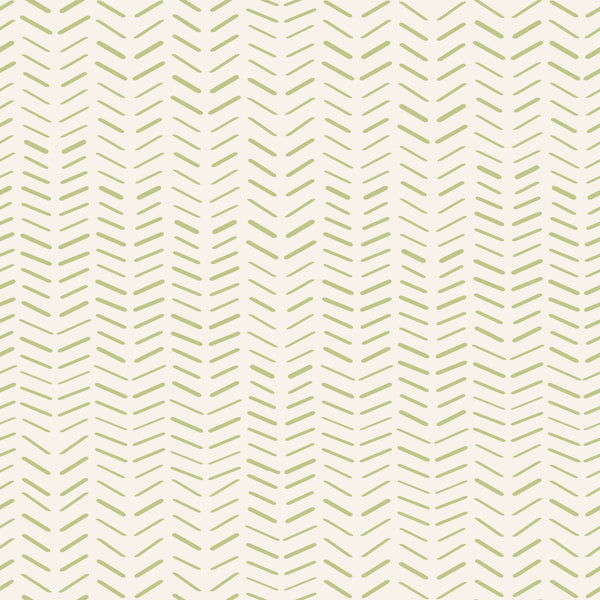 Abstract geometric knitted lines — sage green on cream