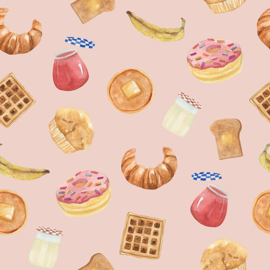 Jam Eggs Yogurt Bananas and Donuts