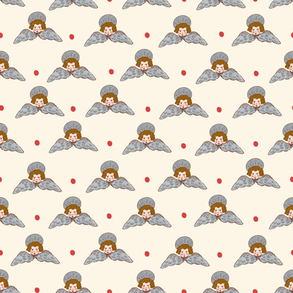 Blue and red on white cream