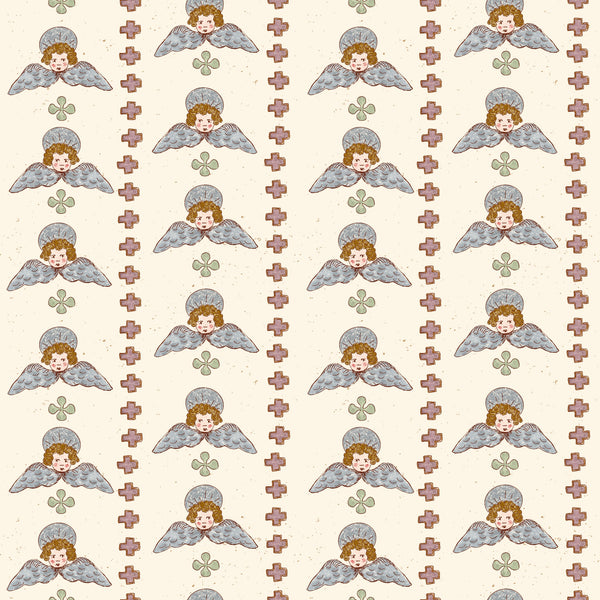 Blue pink on white cream