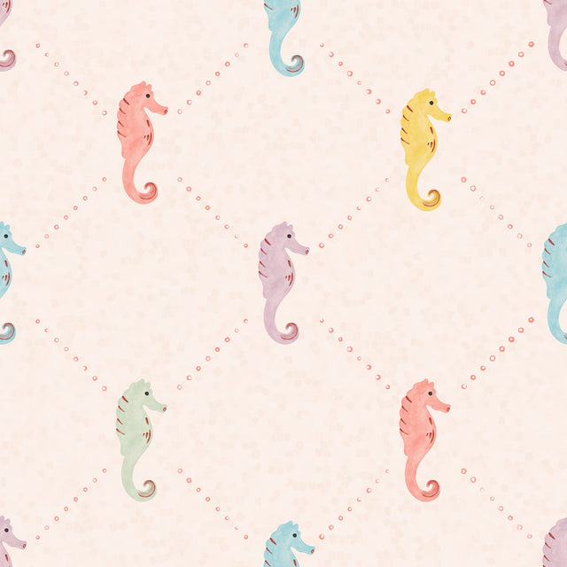 Soft coral, aqua blue, yellow, mint, and lavender