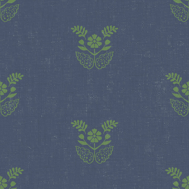 Organic Floral Block Print — Indigo Blue Denim