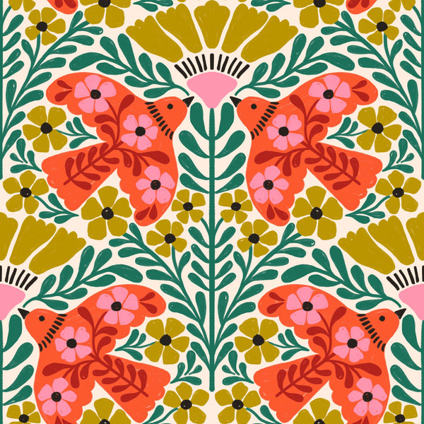 Red and Mustard on Cream