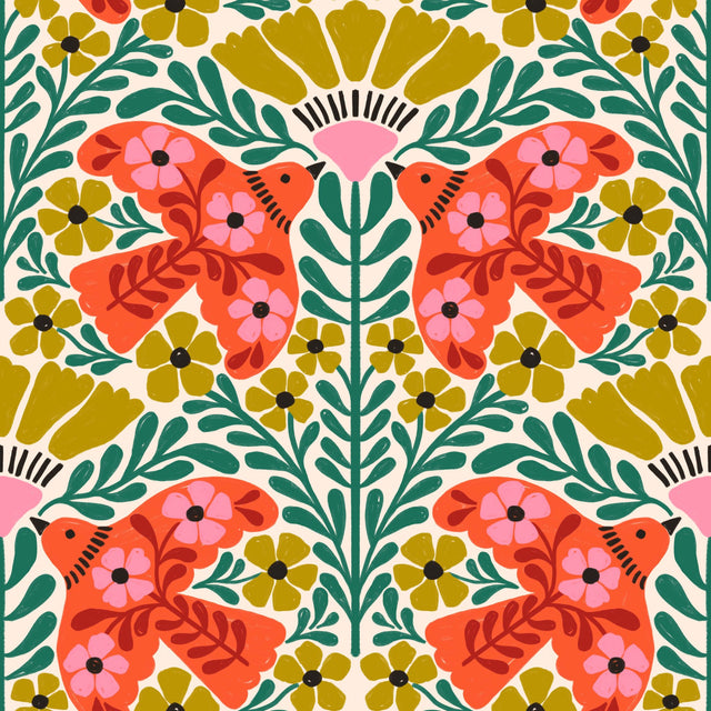 Red and Mustard on Cream