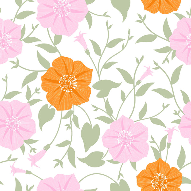 pink, orange, white