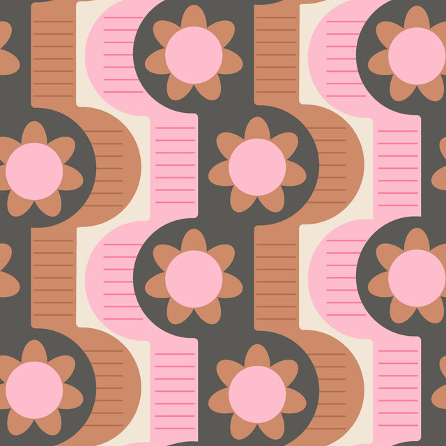 terracotta, charcoal, pink, cream
