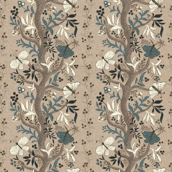 Butterfly garden — Brown and white on beige