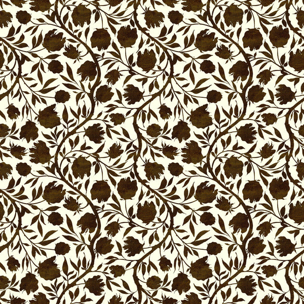 Monochrome traditional botanical vines — Brown and white cream