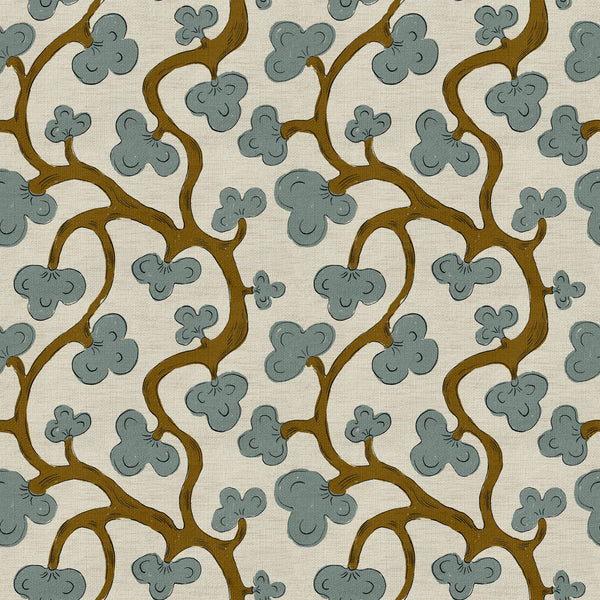 Medieval botanical vines — Blue ochre and beige