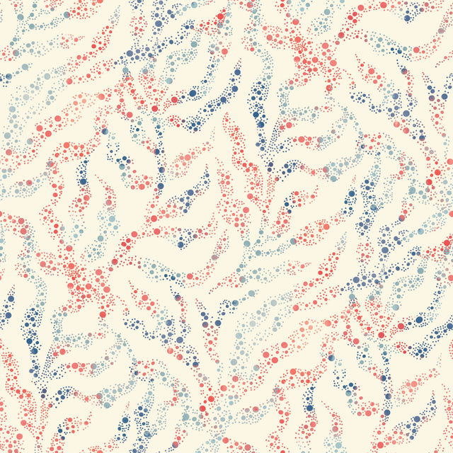 Blue and Red on Cream
