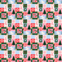 Christmas Folk Art Patchwork — Multi